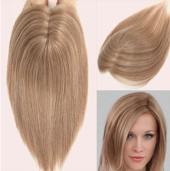 Caramel Human Hair topper straight - 12 inch