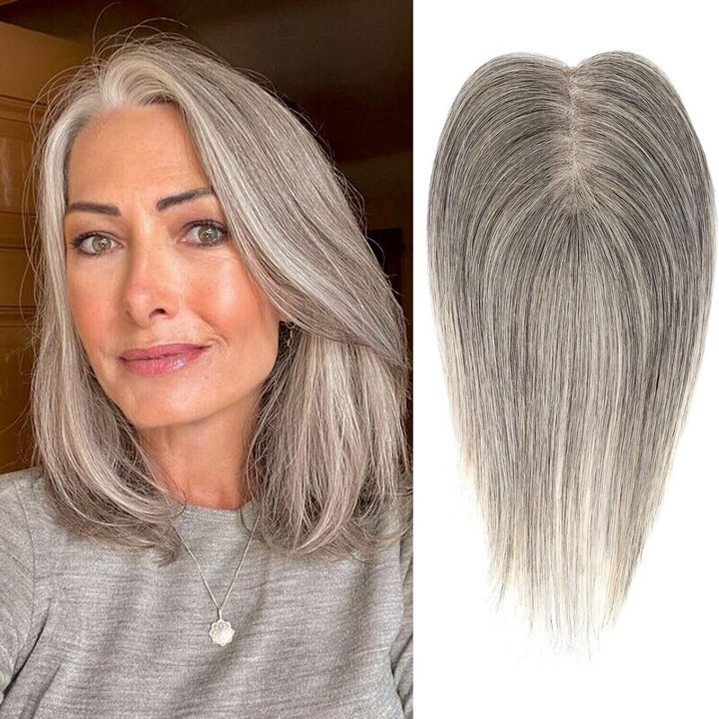 PREMIUM Grey Human Hair topper - 10inch