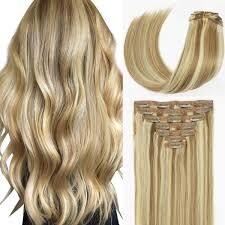 Clip in human hair - Golden blonde - 8 pcs