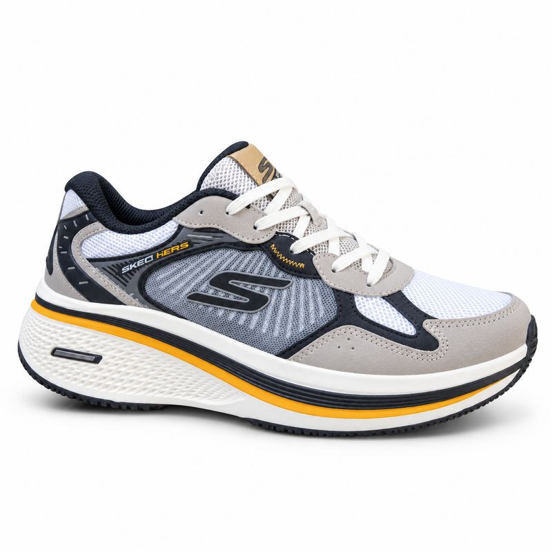 Skechers Cushioned Running Shoes – Grey/White/Orange — product view 2