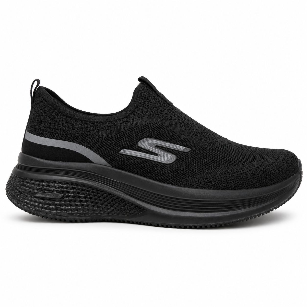 Skechers Knit Slip-On Walking Shoe – Black — image 1
