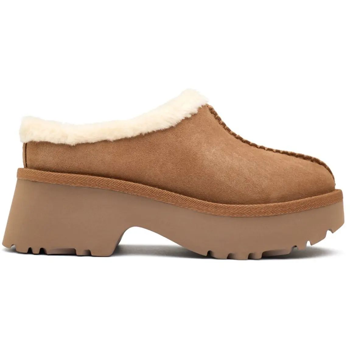 UGG New Heights Cozy Clog Slippers in Chestnut - Side View