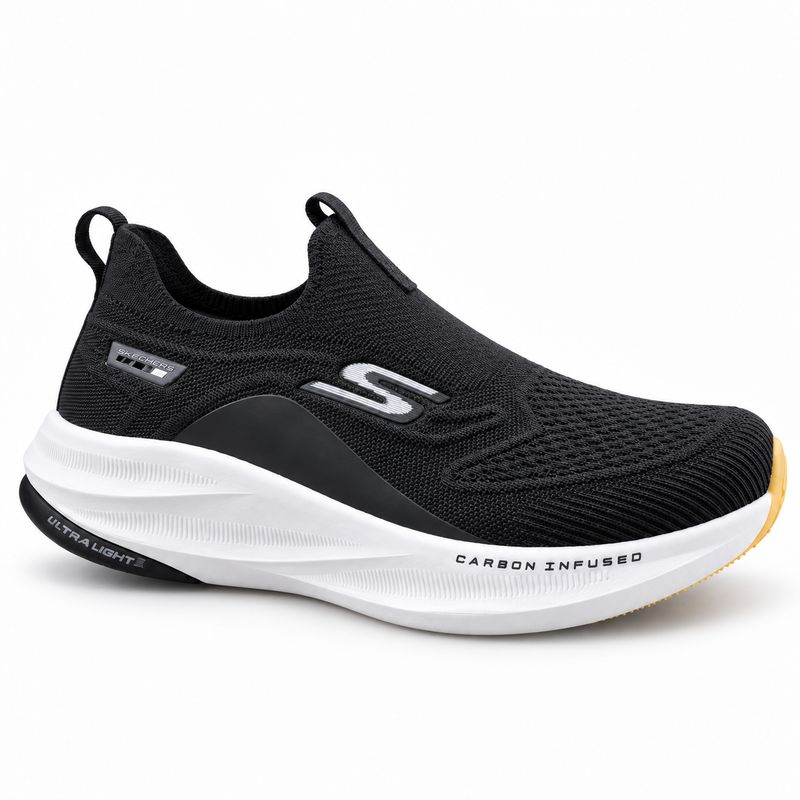 Skechers Carbon-Infused Slip-On Running Shoes – Black / White – image 2