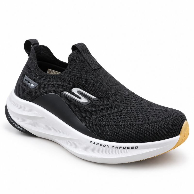 Skechers Carbon-Infused Slip-On Running Shoes – Black / White – image 1