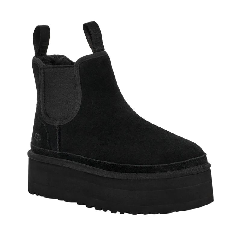 UGG Neumel Platform Chelsea Boots in Black - Front Three-Quarter View