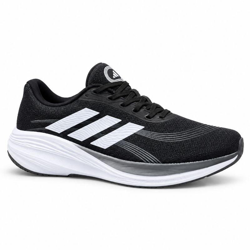 adidas Knit Cushioned Running Shoes – Black / White / Grey – image 1