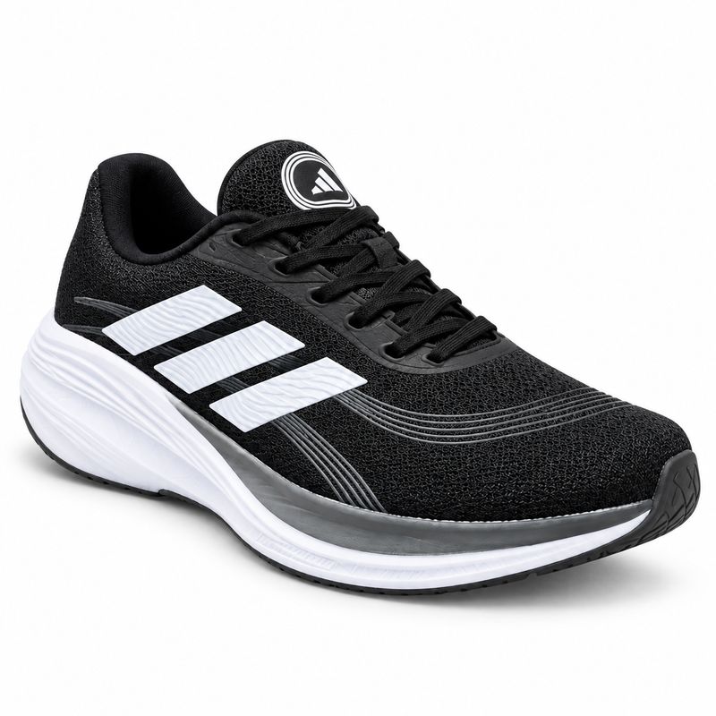 adidas Knit Cushioned Running Shoes – Black / White / Grey – image 2