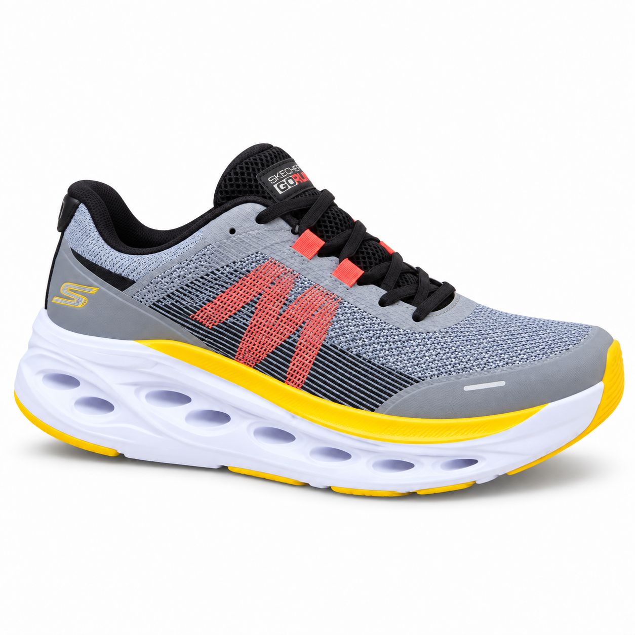 Skechers GO RUN Swirl Tech – Grey/Coral/Yellow — product view 2