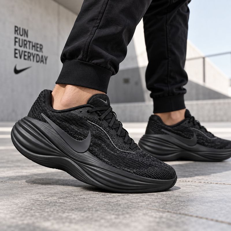 Nike Vomero Plus Black lifestyle on-foot image