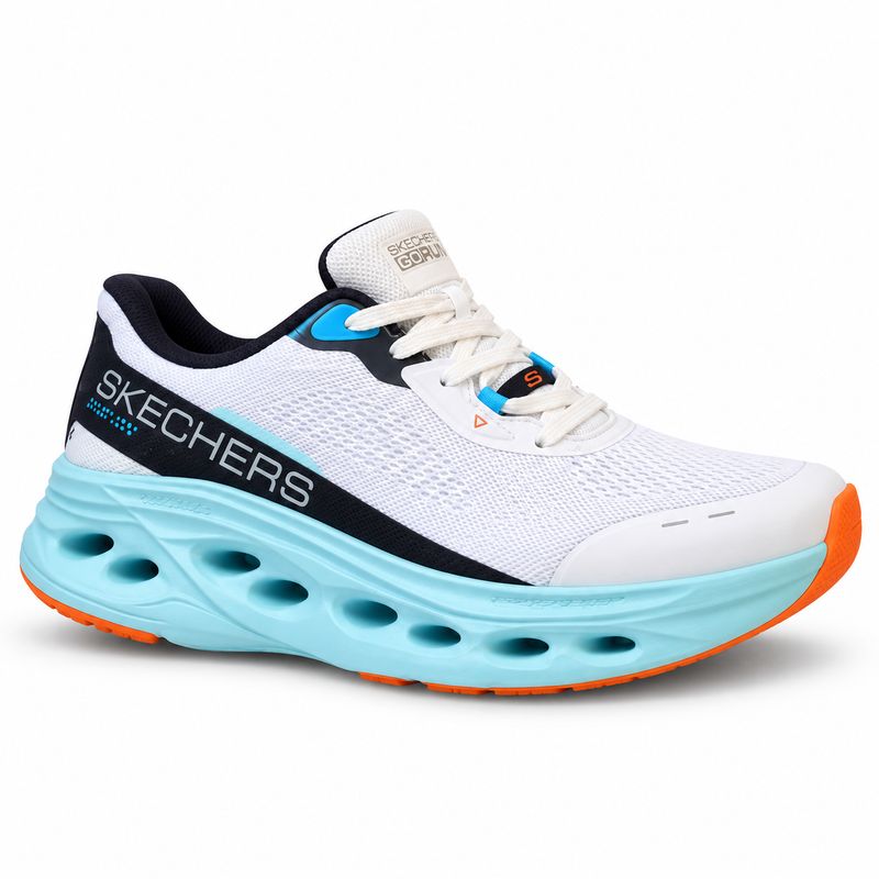 Skechers GO RUN Swirl Tech – White/Turquoise/Orange — product view 2
