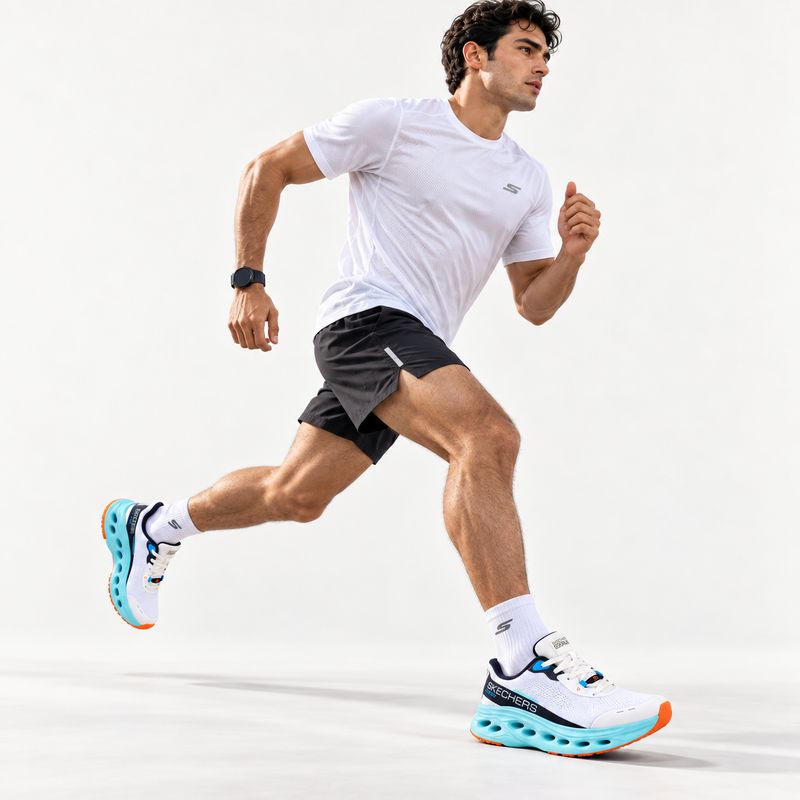 Skechers GO RUN Swirl Tech – White/Turquoise/Orange