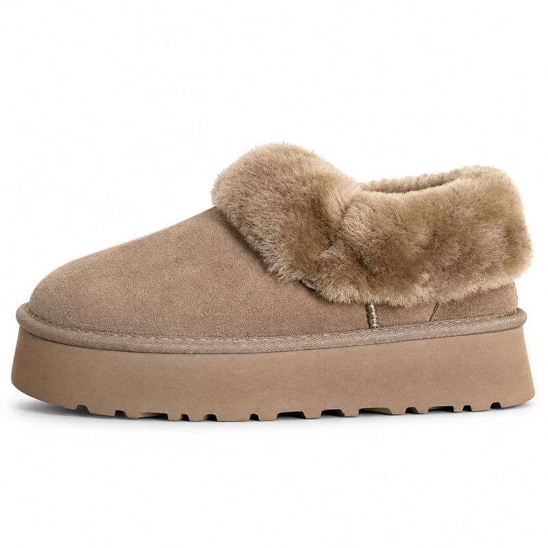 UGG Nita Platform Slippers in Taupe Grey - Opposite Side View