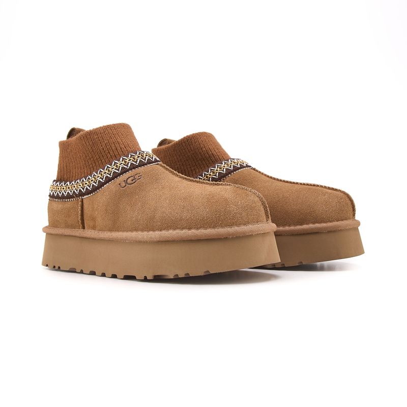 UGG Tasman Platform Sock in Chestnut - Front Three-Quarter View of Pair