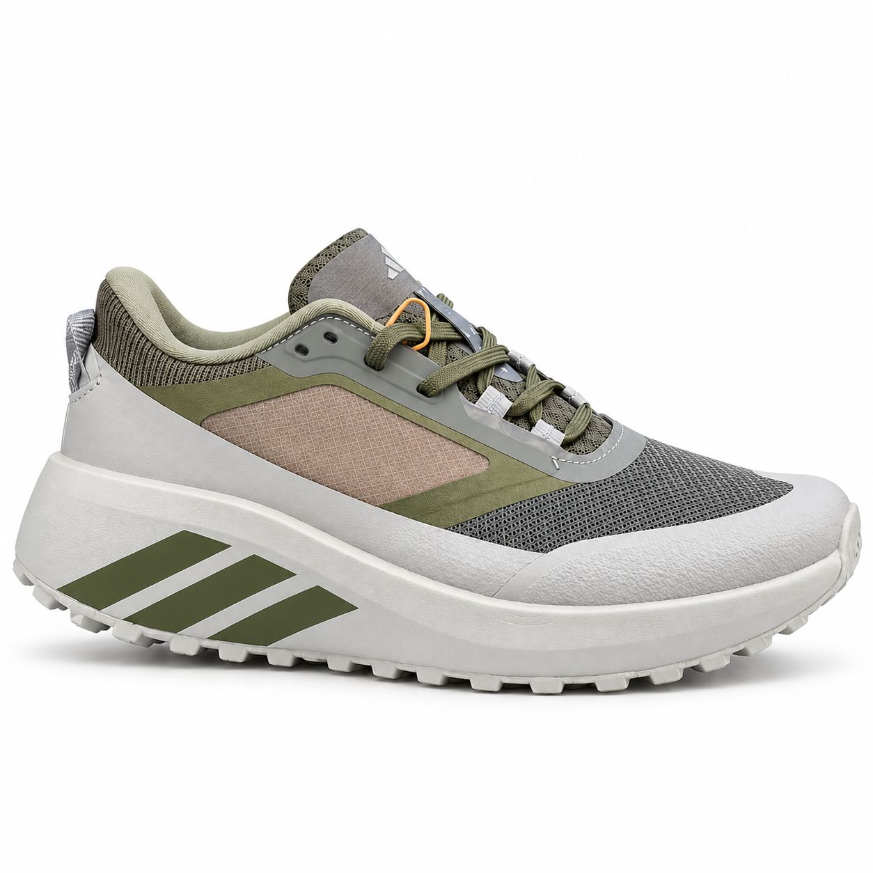 Adidas Hyperboost Running Shoes – Olive Green / Grey / Beige – main image