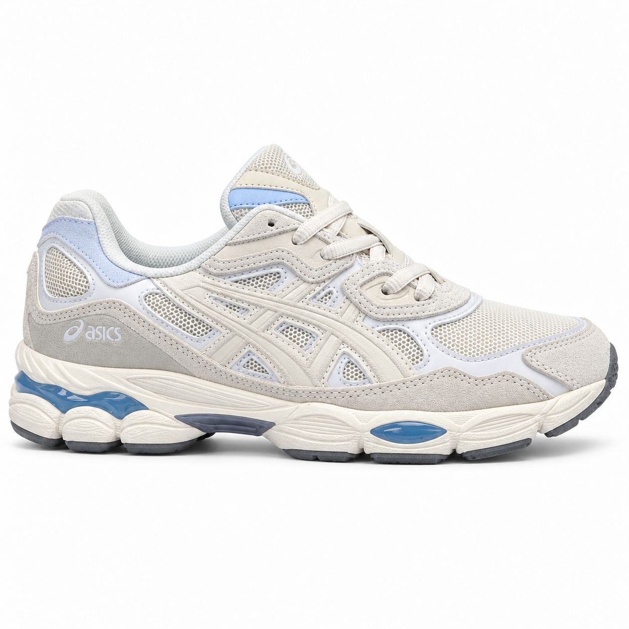 ASICS GEL-NYC Cream / Sky Blue sneaker - lateral profile