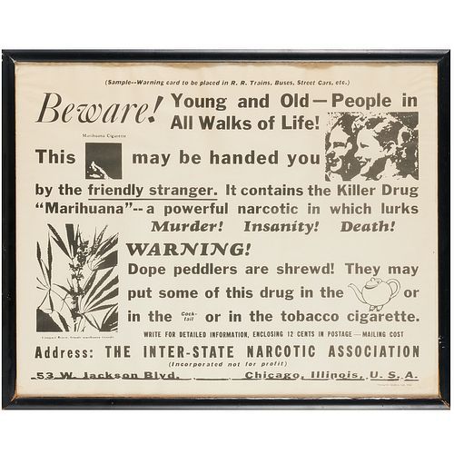 Vintage Cannabis Warning Poster