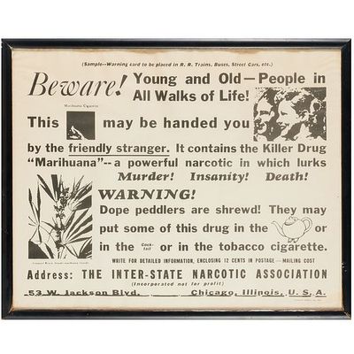 Vintage Cannabis Warning Poster