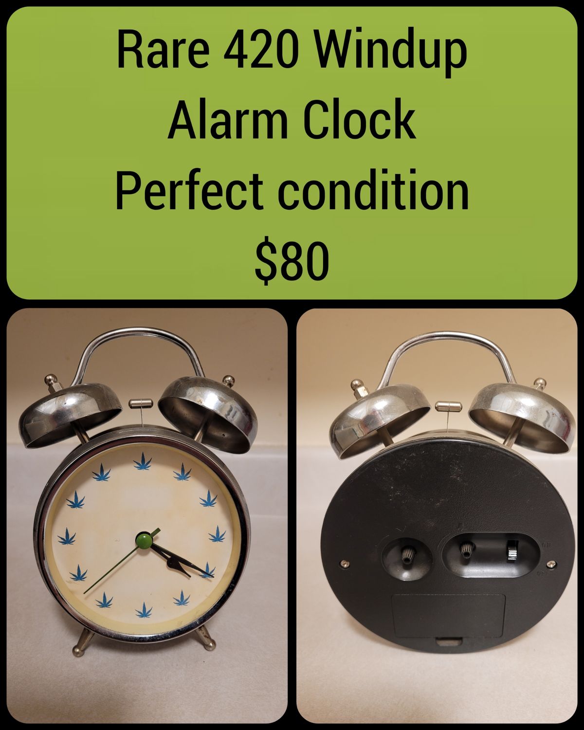 Rare 420 Windup Alarm Clock