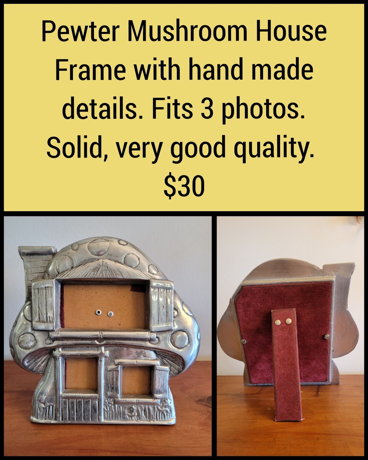 Pewter Mushroom Picture Frame