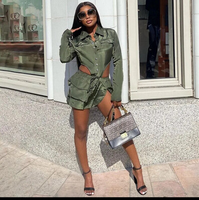 Sexy Shirt Collar Womens Two-piece Sets