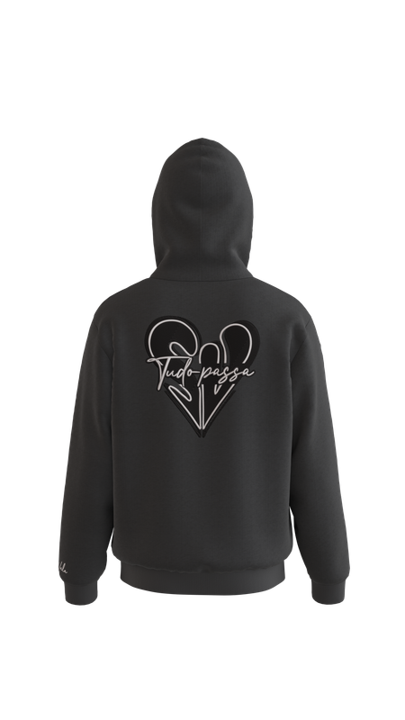 Tudo Passa Grey Hoodie – Black Embroidery