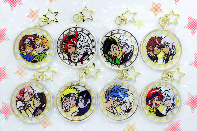 SUN &amp; MOON SHIP GOLD ACRYLIC KEYCHAINS