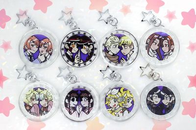 TWIN STARS SILVER ACRYLIC KEYCHAINS