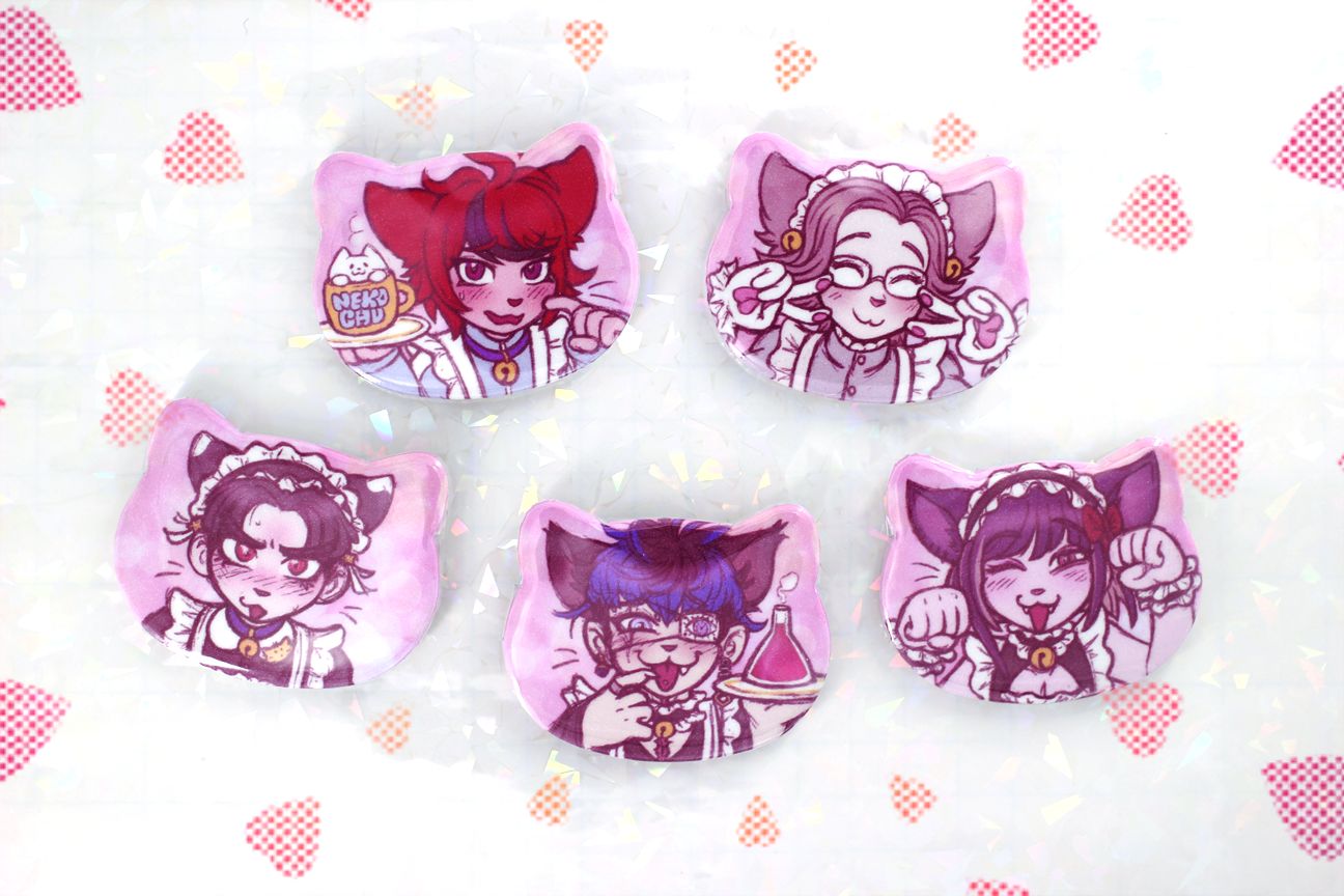 HUNDRED LINE CATBOY MAID BUTTONS