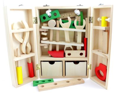 Pretend Carpenter Wooden Tool Box Set for Kids