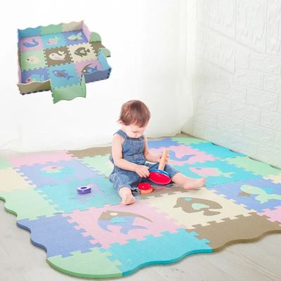 Childrens 25-Pcs 2 in 1 Soft Patterned Modular Play Mat