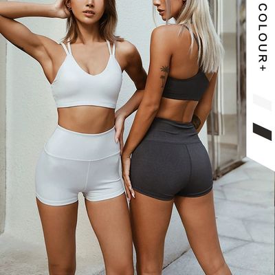 Seamless Solid Yoga Sets Women Gym Clothes Bra Top And Shorts Sexy Fitness Sportswear Suit Running Workout Energy Tracksuit