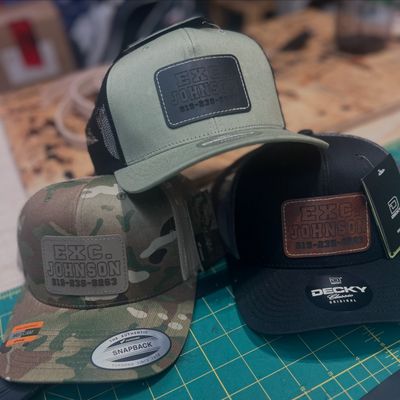 Leather patch hat
