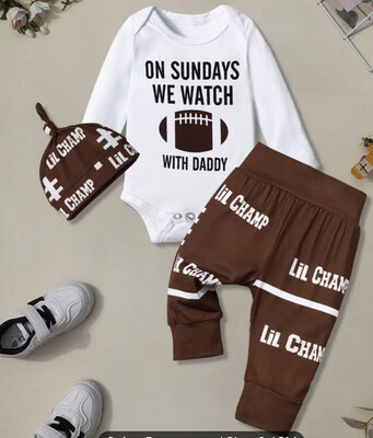 3pc Sunday Football Outfit &quot;Watching with Daddy&quot;