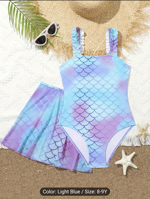 Girls Fish Scale Swimsuit 2pc