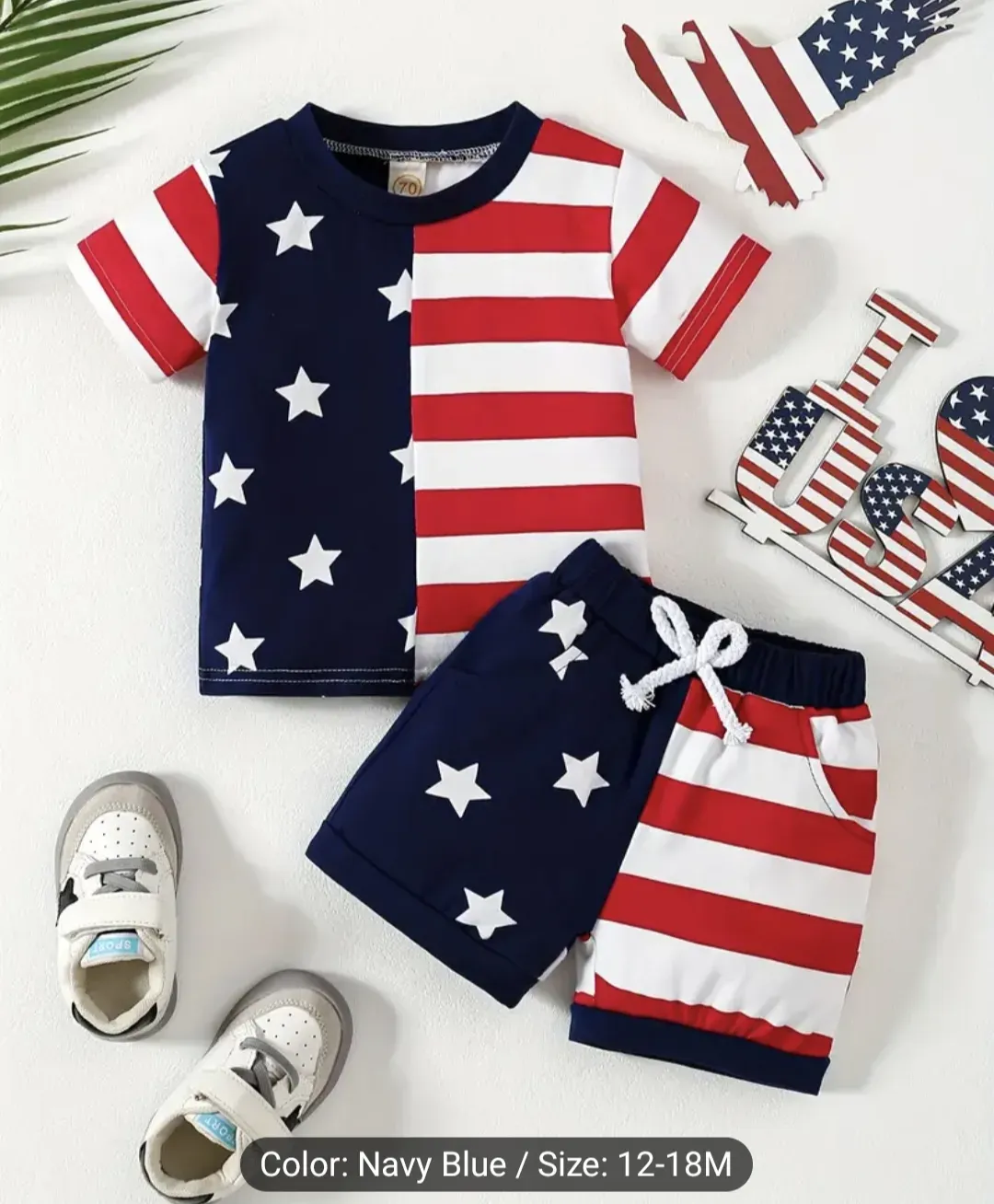 Toddler Boys 2pc Stars &amp; Stripe Independence Short Set