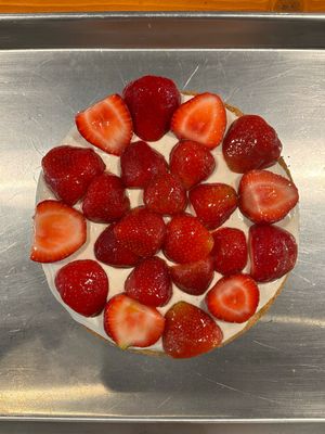 Einkorn Cake Topped with Fruit & Vanilla Bean Pastry Cream