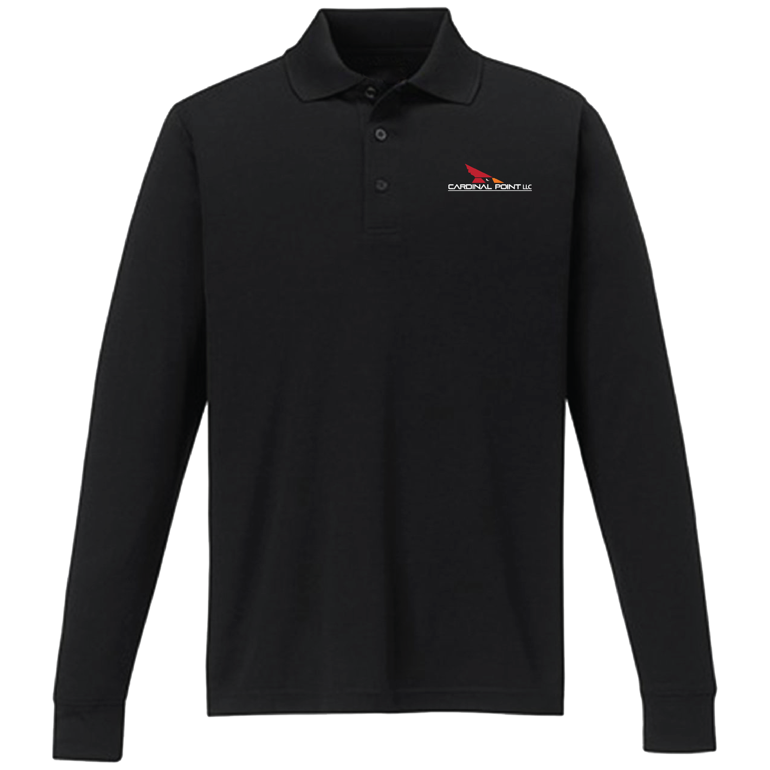 Cardinal Point Core365 Men&#39;s Pinnacle Performance Long-Sleeve Polo, Color: Black
