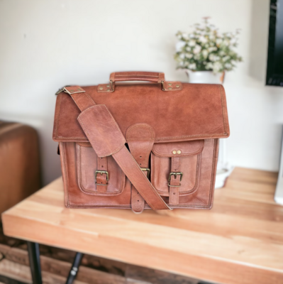 Handmade Leather Messenger Laptop Bag