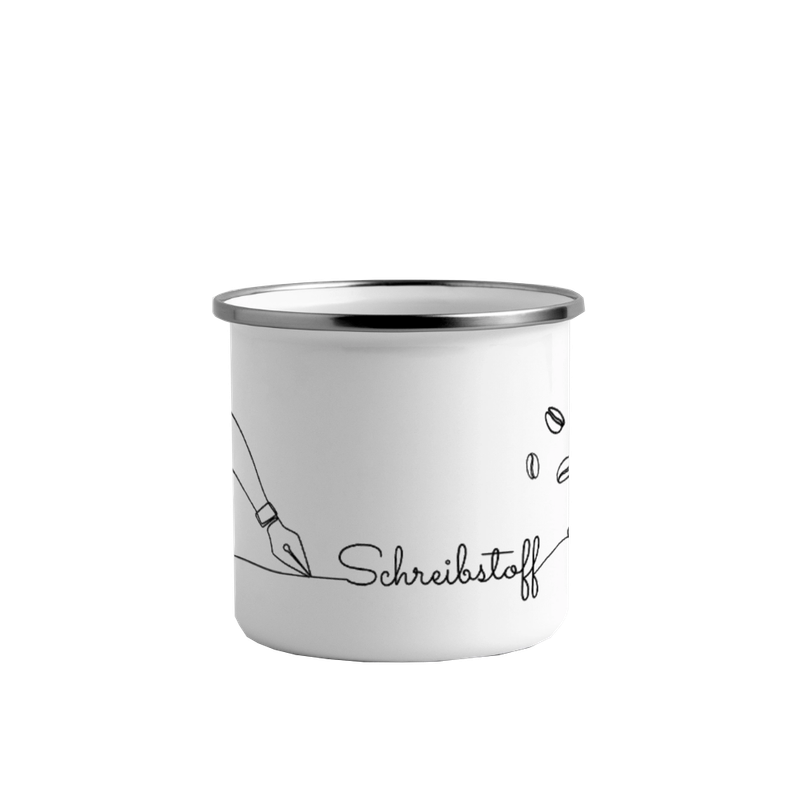 Emailletasse "Schreibstoff"