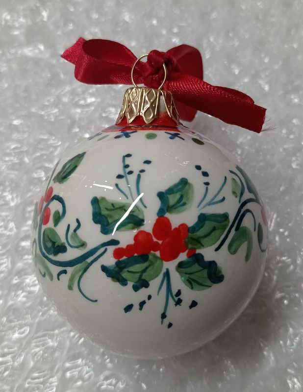 Pallina in ceramica, cm. 8, decori assortiti
