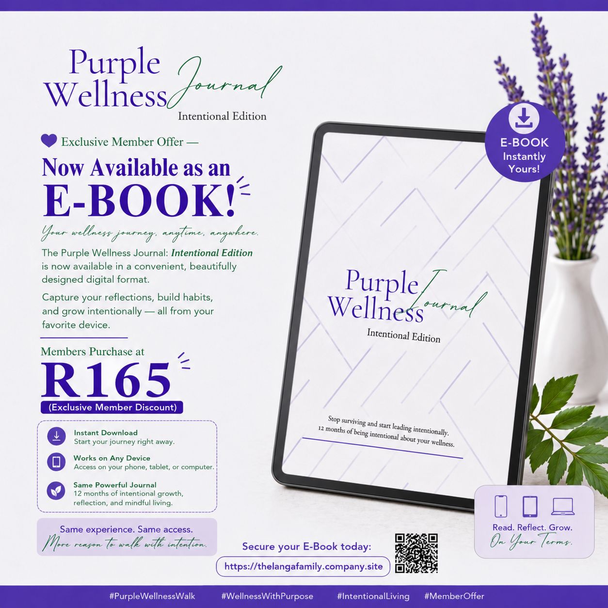 E-BOOK Purple Wellness Journal: Intentional edition, 12 months