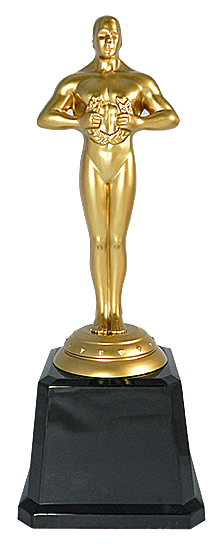 Q69301 - Matt goldene Siegerfigur mit Kunststoffsockel