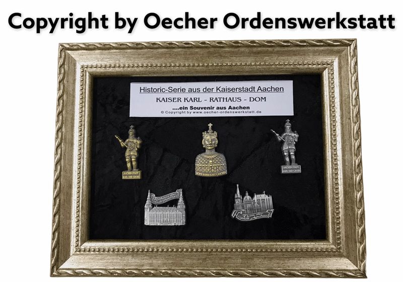 Aachen Pins 5x im Rahmen
