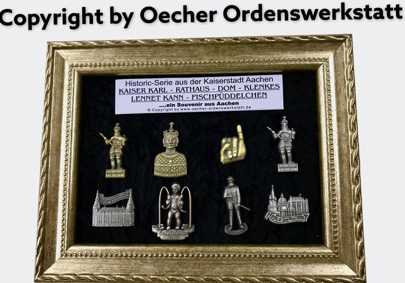 Aachen Pins 8x im Rahmen