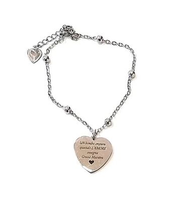 Portachiavi In Acciaio Con Incisione Laser 'maestra' - Regalo Personalizzato Per Insegnante, Confezione Regalo Inclusa, Made In Italy