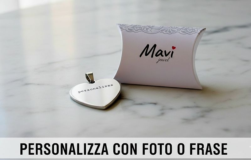 Ciondolo cuore personalizzabile in acciaio