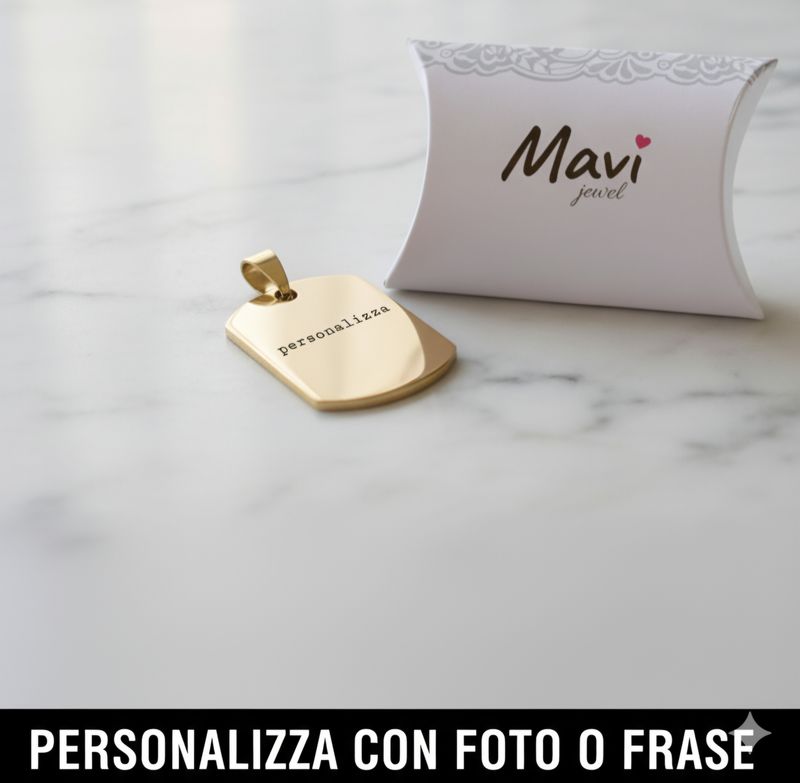 ciondolo in acciaio personalizzabile con frase o foto