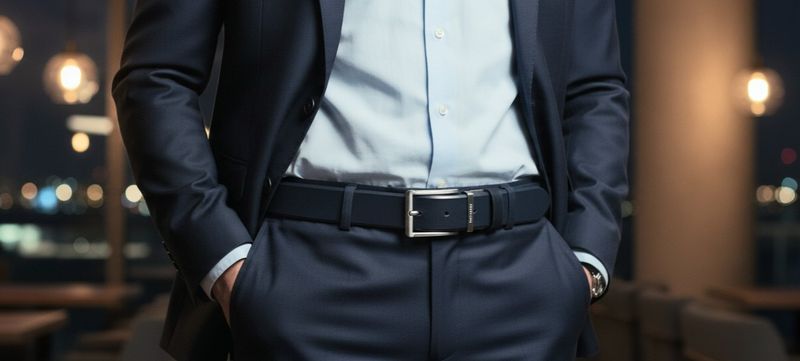 Cintura uomo pelle blu reversibile in nero sport design