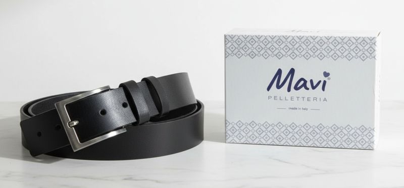 Cintura uomo pelle nera altezza 3.8 cm sport jeans