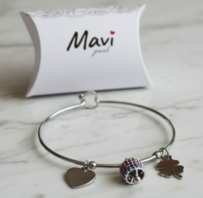 bracciale donna con campanella argento multicolor